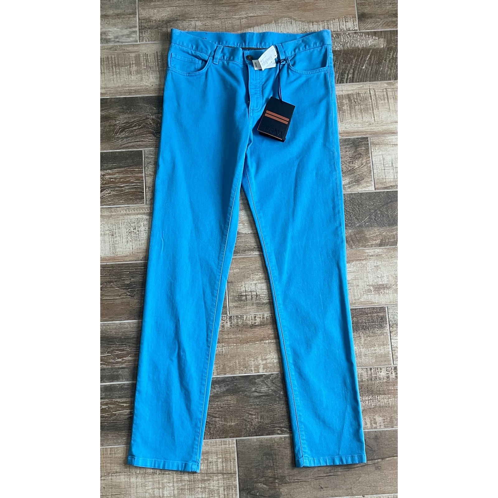 $895 Nwt Ermenegildo Zegna Blue 5-Pocket Cotton Stretch Slim Fit Jeans Size 34